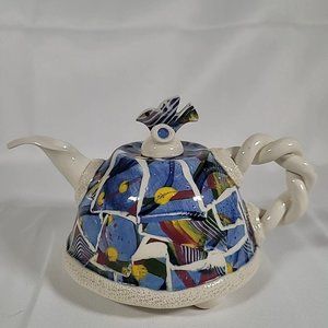 Unique Whimsical Abstract Handmade Studio Art Pottery Teapot Gail Pittman